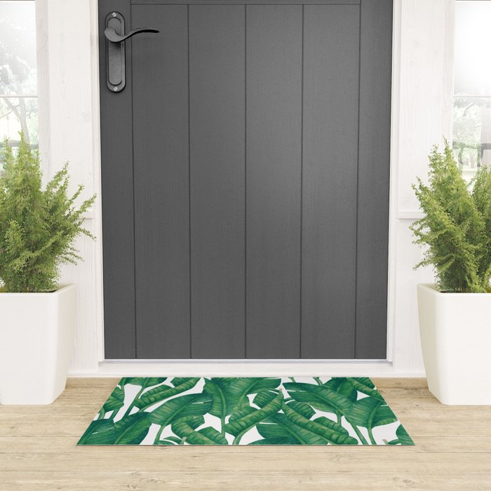 Jungle Leaves Tropical Botanical Welcome Mat Gallery Image 3