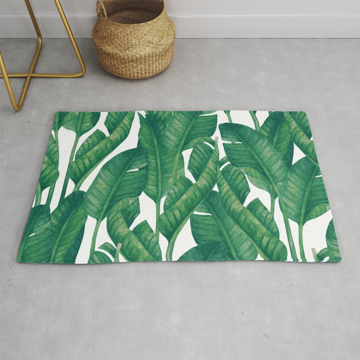 Jungle Leaves Tropical Botanical Rug Gallery Image 1