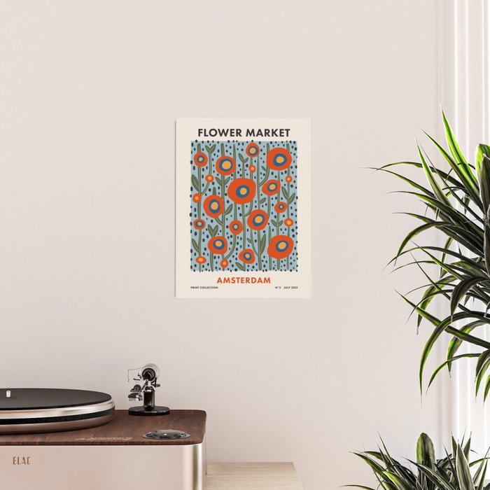 Flower Market Amsterdam, Modern Retro Flower Print Poster Gallery Image 2