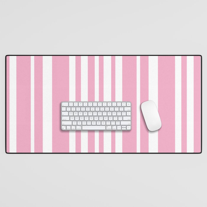 Classic Stripes XXXI - Pastel Pink  Desk Mat Gallery Image 1