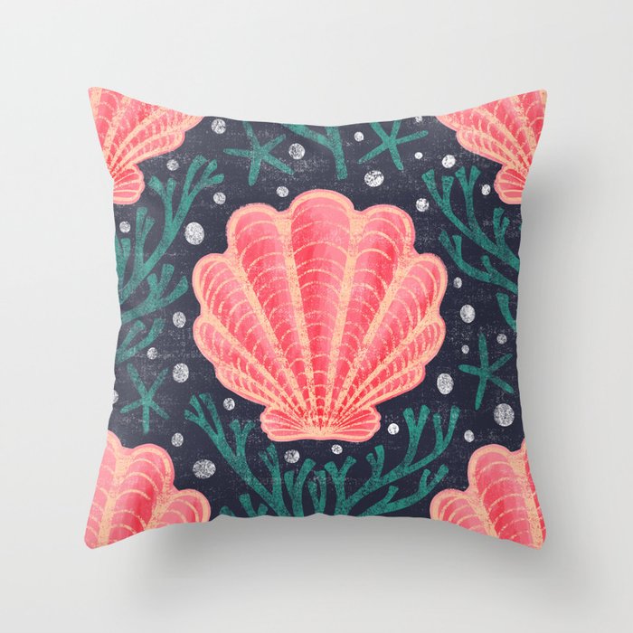 Seashell - pink and blue Throw Pillow Gallery Image 6