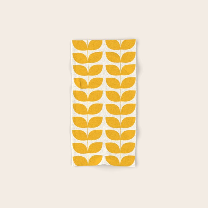 Danish Pattern Yellow Mid Century Modern Bath Towel Gallery Image 1