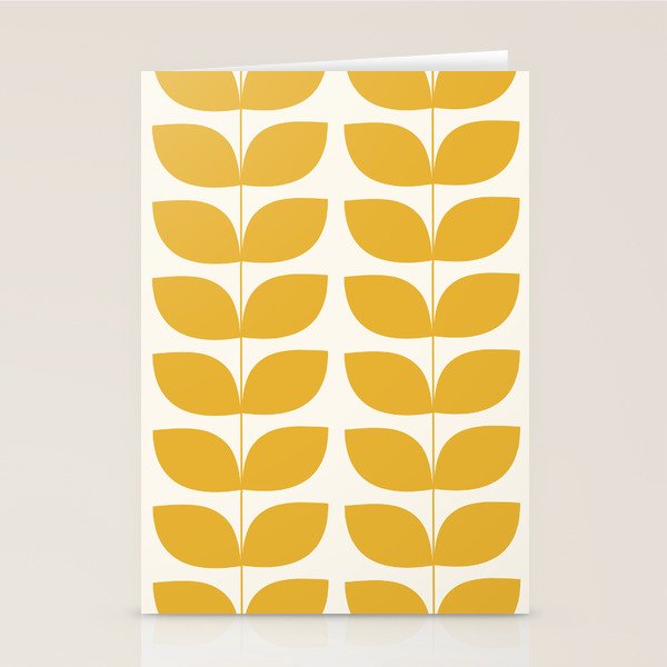 Danish Pattern Yellow Mid Century Modern Stationery Card Gallery Image 1