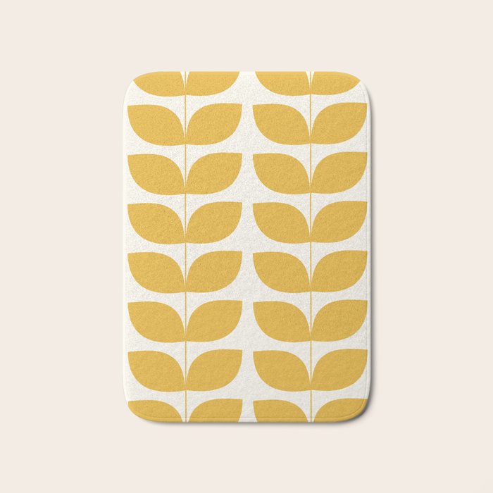 Danish Pattern Yellow Mid Century Modern Bath Mat Gallery Image 1