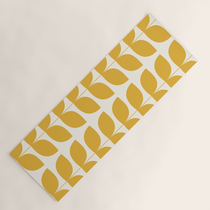 Danish Pattern Yellow Mid Century Modern Yoga Mat Gallery Image 1