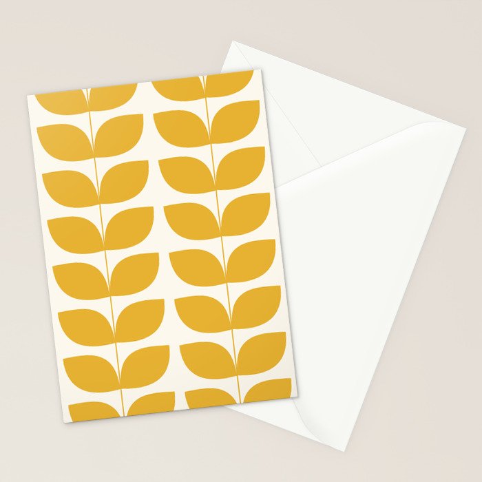 Danish Pattern Yellow Mid Century Modern Stationery Card Gallery Image 2