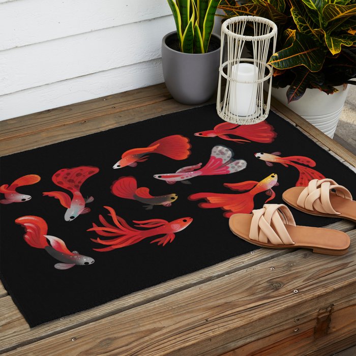 Red guppy Outdoor Rug Gallery Image 2