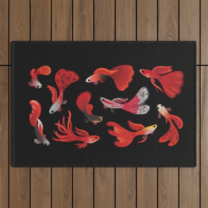 Red guppy Outdoor Rug Gallery Image 1