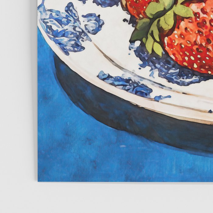 Strawberries Still Life Watercolor Fruit Illustration Poster Gallery Image 3