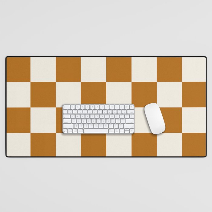 Checkered (Golden Cream) Desk Mat Gallery Image 1