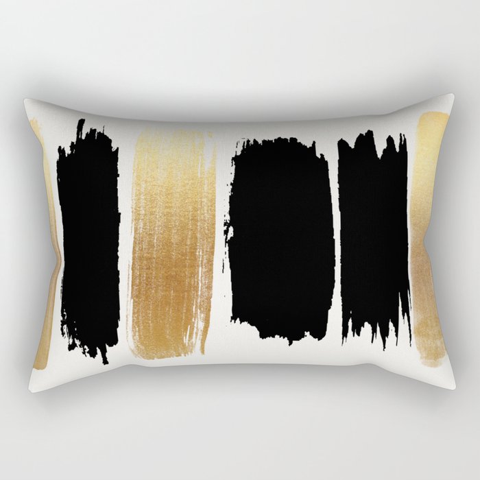 Brush Strokes (Black/Gold) Rectangular Pillow Gallery Image 1