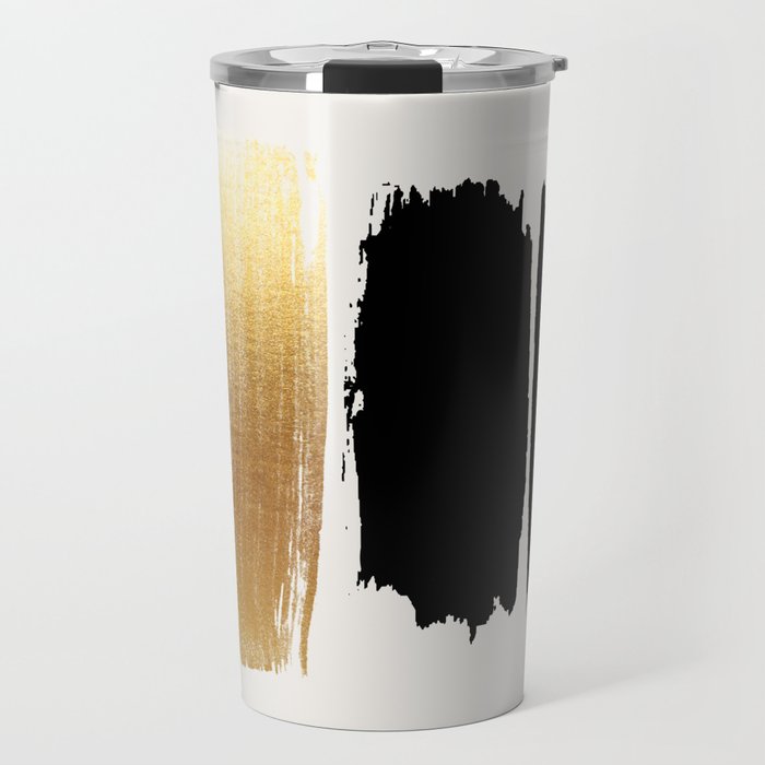 Brush Strokes (Black/Gold) Travel Mug Gallery Image 1