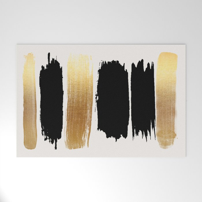 Brush Strokes (Black/Gold) Welcome Mat Gallery Image 1