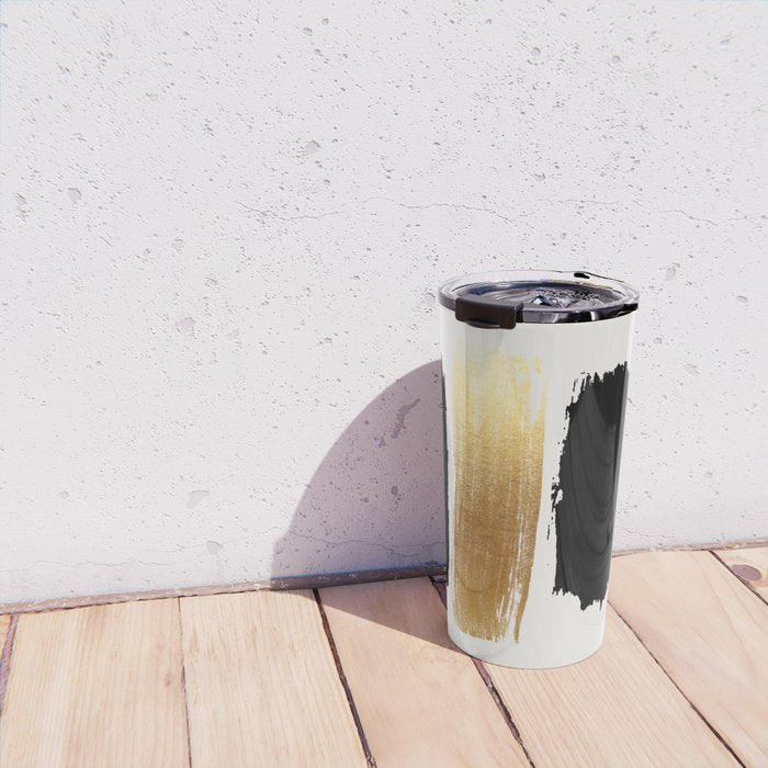 Brush Strokes (Black/Gold) Travel Mug Gallery Image 4