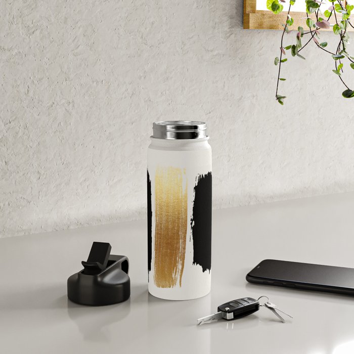Brush Strokes (Black/Gold) Water Bottle Gallery Image 4