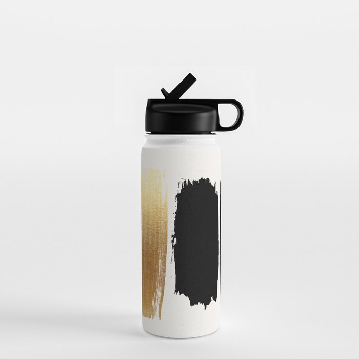 Brush Strokes (Black/Gold) Water Bottle Gallery Image 1