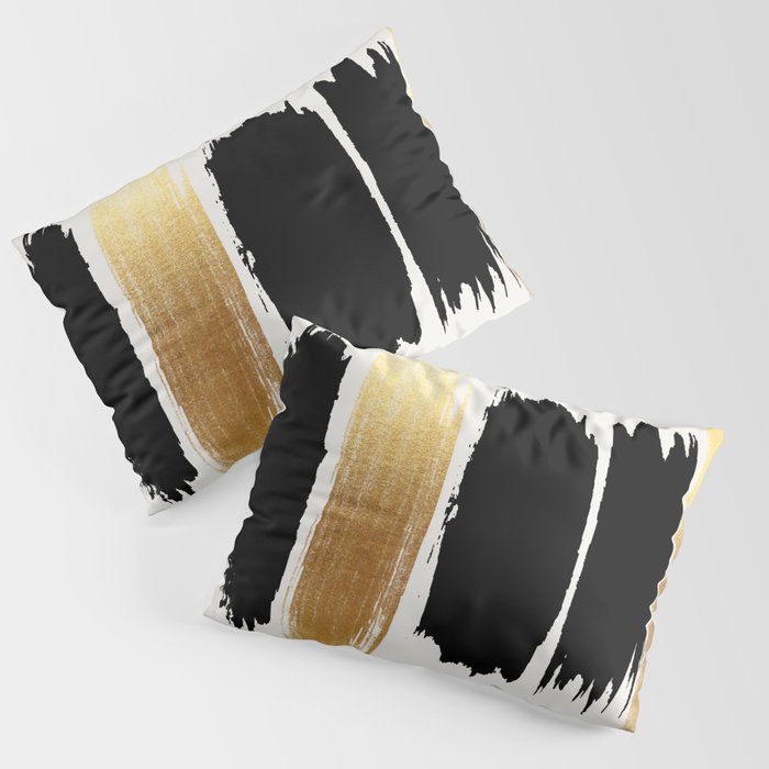 Brush Strokes (Black/Gold) Pillow Sham Gallery Image 3