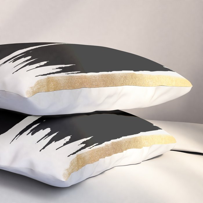 Brush Strokes (Black/Gold) Pillow Sham Gallery Image 3