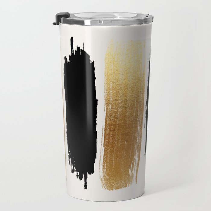 Brush Strokes (Black/Gold) Travel Mug Gallery Image 3