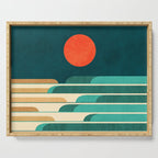 Chasing wave under the red moon Serving Tray Gallery Image 1
