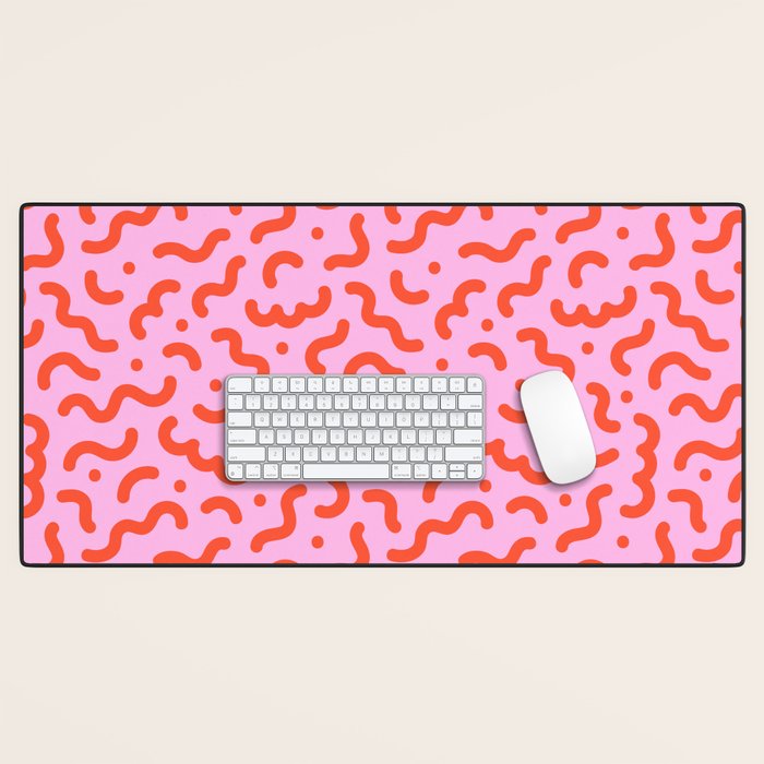 Pink line doodle squiggle pattern Desk Mat Gallery Image 1