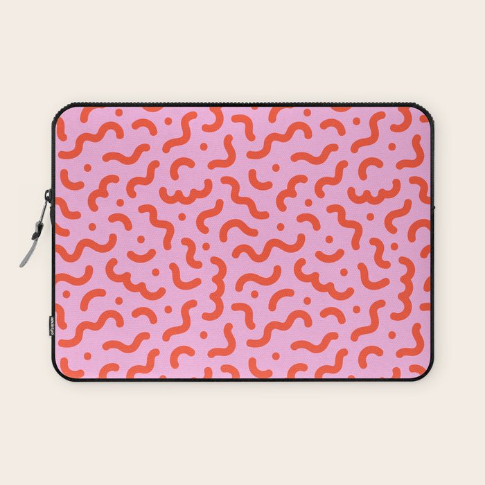 Pink line doodle squiggle pattern Laptop Sleeve Gallery Image 1