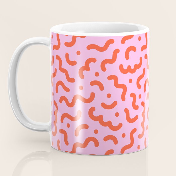 Pink line doodle squiggle pattern Coffee Mug Gallery Image 3