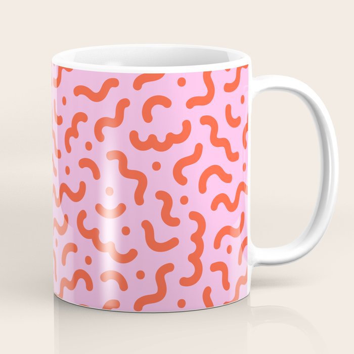Pink line doodle squiggle pattern Coffee Mug Gallery Image 1