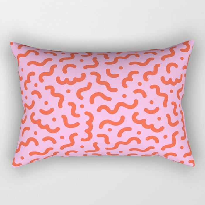 Pink line doodle squiggle pattern Rectangular Pillow Gallery Image 1
