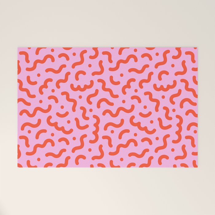 Pink line doodle squiggle pattern Welcome Mat Gallery Image 1