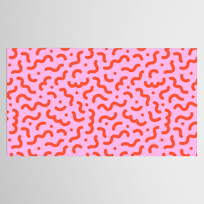 Pink line doodle squiggle pattern Tablecloth Gallery Image 2