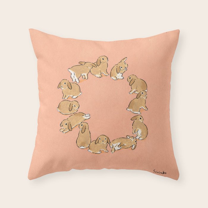 12 lop rabbits Throw Pillow Gallery Image 6