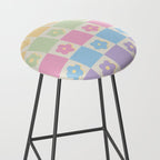 Checkered Flower Power Danish Pastel Rainbow Tones Stool Gallery Image 2