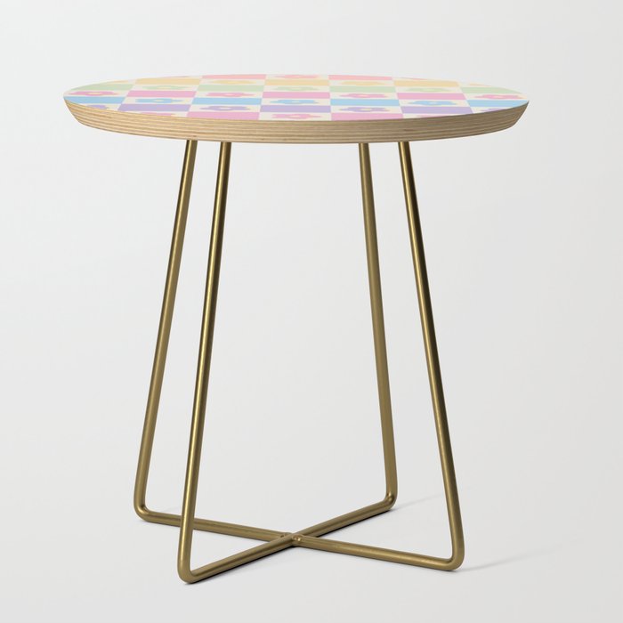 Checkered Flower Power Danish Pastel Rainbow Tones Side Table Gallery Image 1
