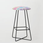 Checkered Flower Power Danish Pastel Rainbow Tones Stool Gallery Image 1