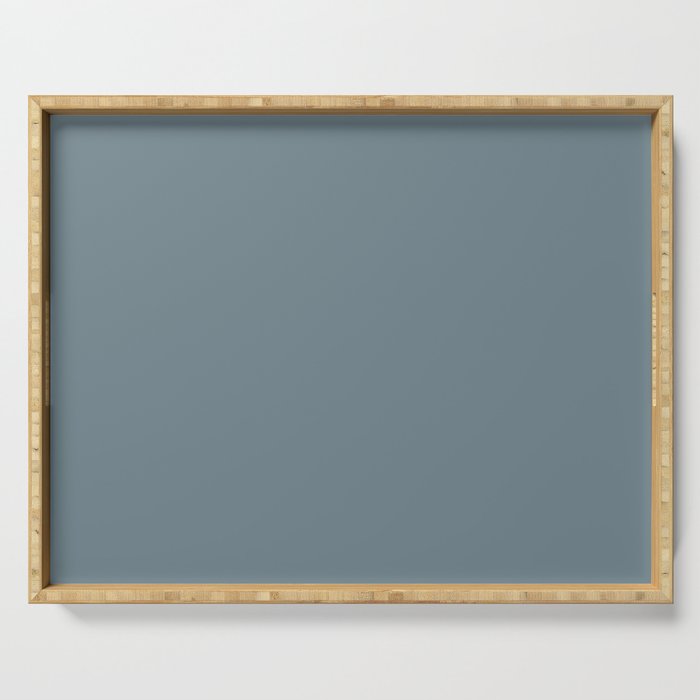 Medium Neutral Blue Gray Solid  Serving Tray Gallery Image 1