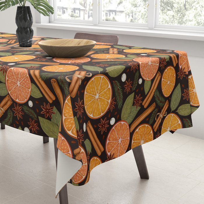 Winter Spice in Charcoal Tablecloth Gallery Image 3