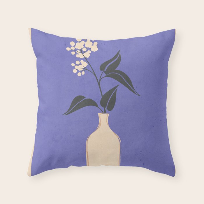 Minimal Abstract Art Vase Flower 14 Throw Pillow Gallery Image 1