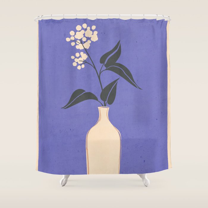 Minimal Abstract Art Vase Flower 14 Shower Curtain Gallery Image 1