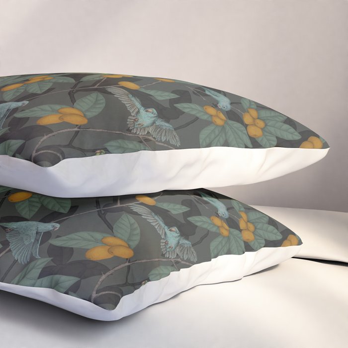 Green & Turquoise Parrotlets and Loquats Pillow Sham Gallery Image 3