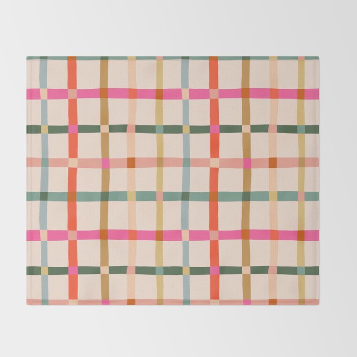 Colourful window pane checked pattern Throw Blanket Gallery Image 2