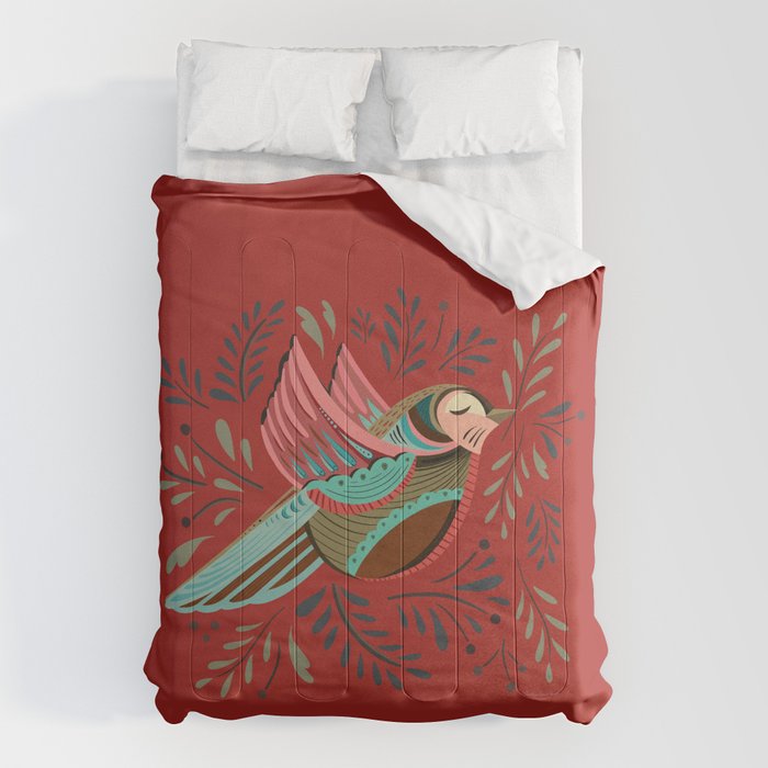 Peace Bird - Red Comforter Gallery Image 6