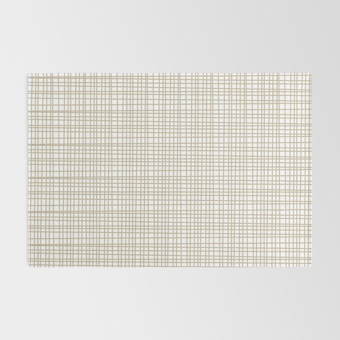 Fine Weave Minimalist Retro Mid Century Modern Pattern in Flax and White Rug Gallery Image 2