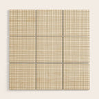 Fine Weave Minimalist Retro Mid Century Modern Pattern in Flax and White Wood Wall Art Gallery Image 1
