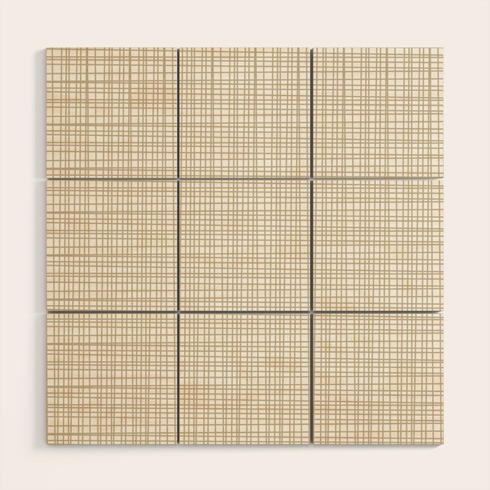Fine Weave Minimalist Retro Mid Century Modern Pattern in Flax and White Wood Wall Art Gallery Image 1
