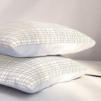 Fine Weave Minimalist Retro Mid Century Modern Pattern in Flax and White Pillow Sham Gallery Image 3