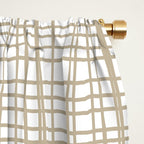 Fine Weave Minimalist Retro Mid Century Modern Pattern in Flax and White Window Curtain Gallery Image 2