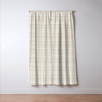 Fine Weave Minimalist Retro Mid Century Modern Pattern in Flax and White Window Curtain Gallery Image 3