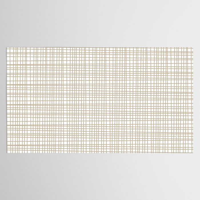 Fine Weave Minimalist Retro Mid Century Modern Pattern in Flax and White Tablecloth Gallery Image 2