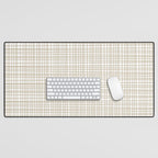 Fine Weave Minimalist Retro Mid Century Modern Pattern in Flax and White Desk Mat Gallery Image 1